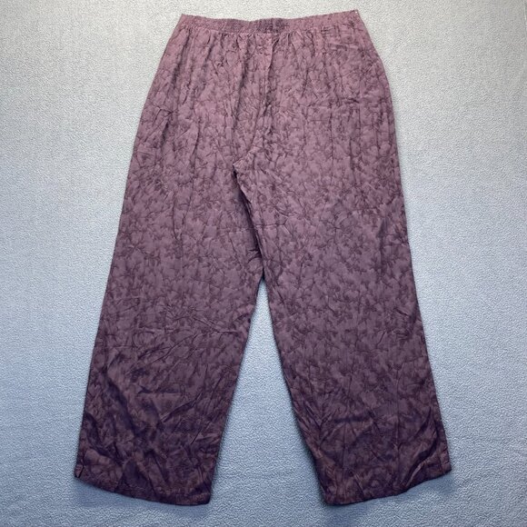 J Jill Women Pants Size 2X Purple Embroidered Pockets Pull On 90s,Rayon USA,VTG - Picture 2 of 9